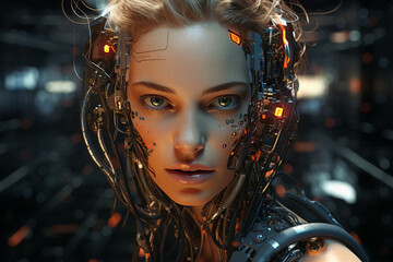 Obraz premium Cyberpunk person fantasy concept illustration created with generative AI