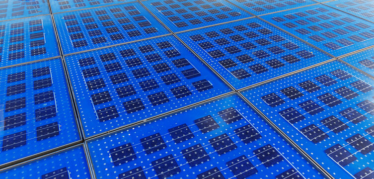 Solar panel battery. Solar power plant element close up.