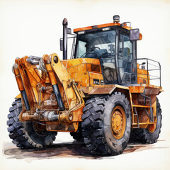 watercolor Construction Vehicle clipart, Generative Ai