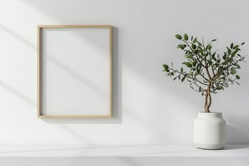 Contemporary Minimalist Blank Photo Frame Mockup with Clean and Sleek Aesthetic Embrace Simplicity in Your Art Display