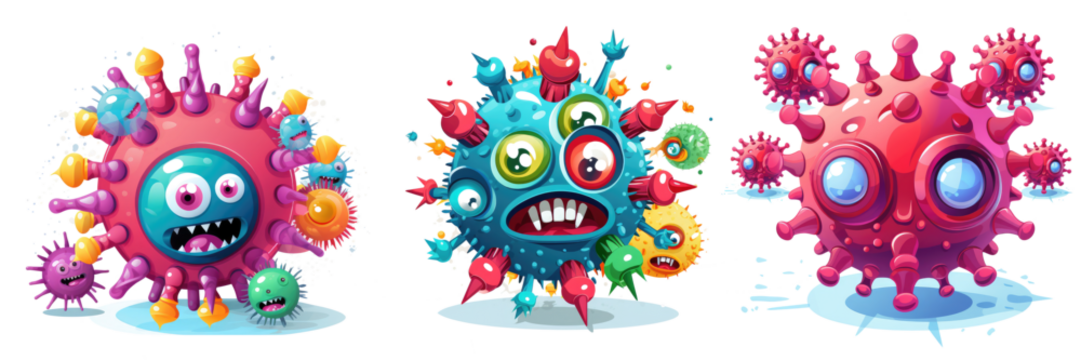 Virus art cartoon style flat, Isolated Transparent Background Images, PNG