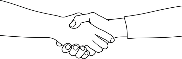 Handshake business person vector line art, continuous single line drawing  corporate partnership illustration, professional agreement graphic, networking connection design, formal meeting depiction.
 - obrazy, fototapety, plakaty