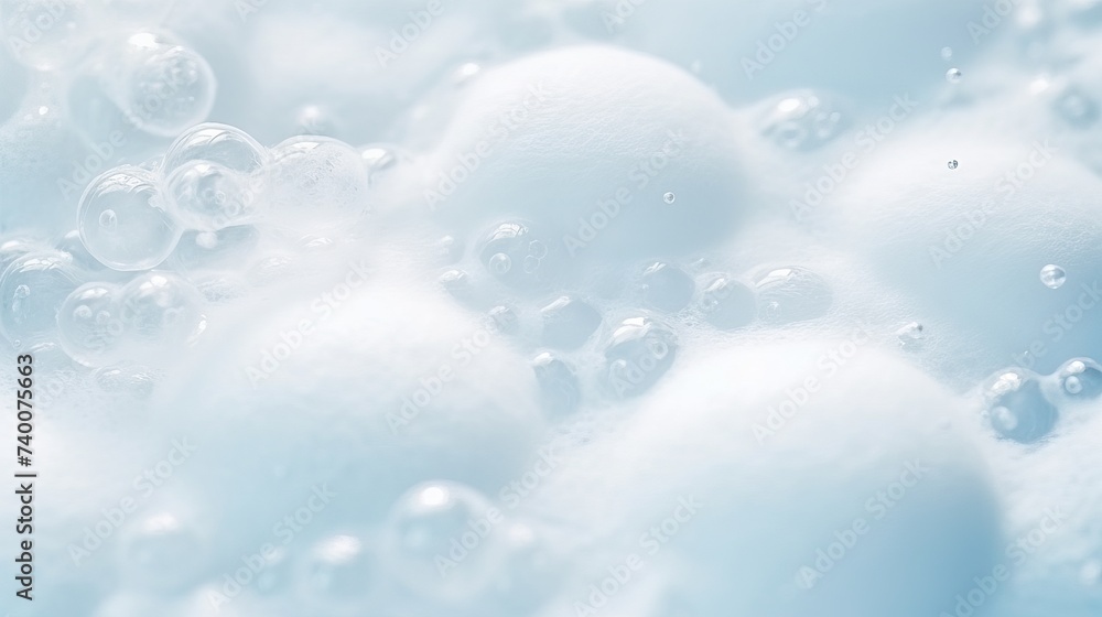 Poster background of soap foam and bubbles, macro