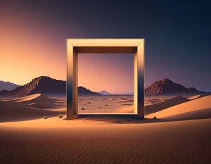 frame standing in the middle of a desert landscape