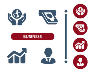 Business icons. Investment, investing, hand, globe, ATM, money, graph, chart, businessman icon