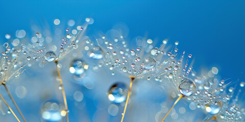 drops of dew on dandelion seeds