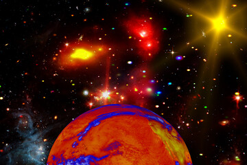 Exoplanet, gas, nebula, stars. The elements of this image furnished by NASA. - 740076694