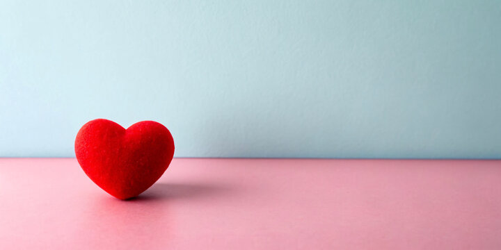 Red heart on floor with romantic background