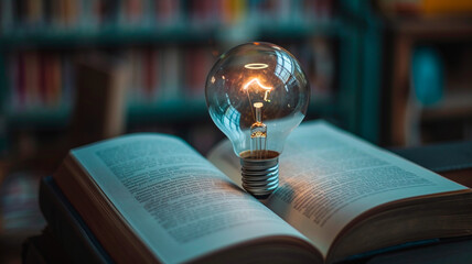 hand holding a book with a light bulb