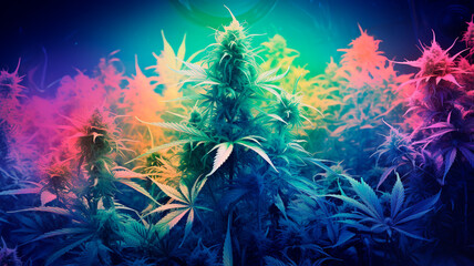 Fototapeta na wymiar cannabis plant in the light.