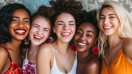 Fototapeta premium Joyful Unity: Diverse Women Sharing a Laugh Together