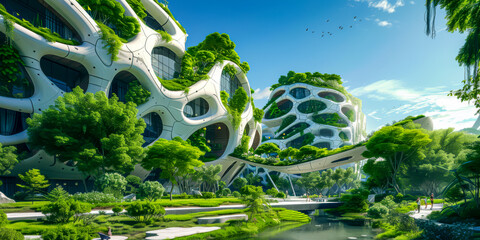 environmental design regenerative cities, the future of green cities - obrazy, fototapety, plakaty