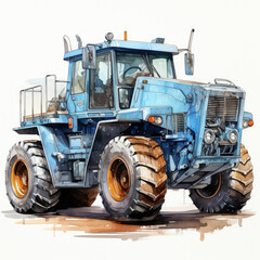 watercolor Construction Vehicle clipart, Generative Ai