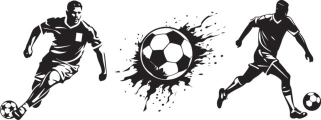 Fotobehang soccer player and football, vector decorative black and white © Malgo