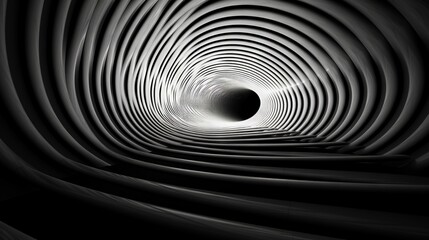 Blank and white alien abstract tunnel, spyral graphic design