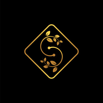 S letter modern nature gradient luxury gold logo designs