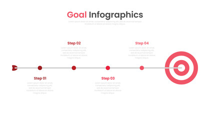 4 Infographic business with bow arrow and target for timeline presentation concept