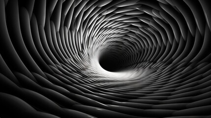 Blank and white alien abstract tunnel, spiral graphic design