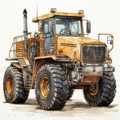 watercolor Construction Vehicle clipart, Generative Ai