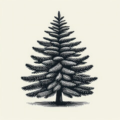 illustration of pine tree in vintage style ,ai generate