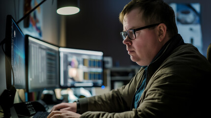 Portrait of an analyst, the importance of adaptation of people with Down syndrome, inclusion and diversity in society, social adaptation and support for people with increased needs