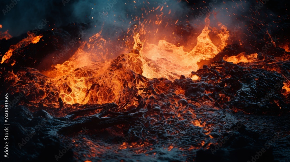 Poster captivating vortex of magma and fiery illumination in dynamic elemental spectacle