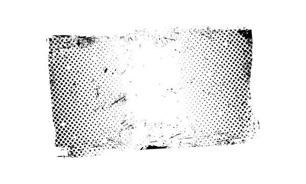 Grunge Abstract Dotted Halftone Banner Retro Paper Print Texture Vector Filter with Transparent Background Rough Collage Element