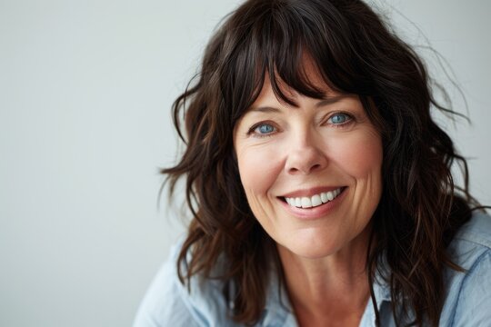 Portrait of a happy mature woman smiling and looking at the camera