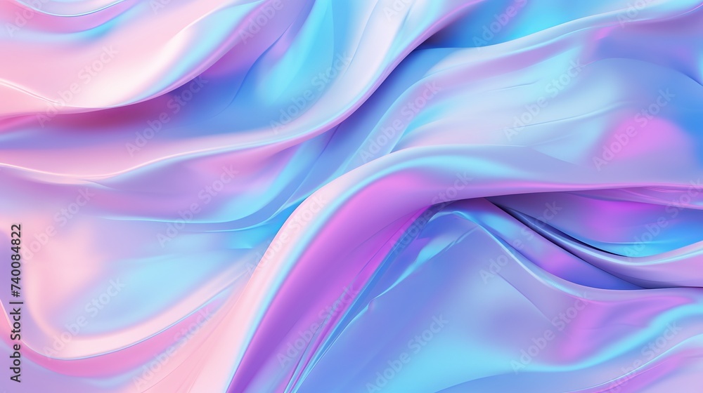 Poster holographic iridescent surface wrinkled vaporwave wavy abstract blurred background. texture with mul