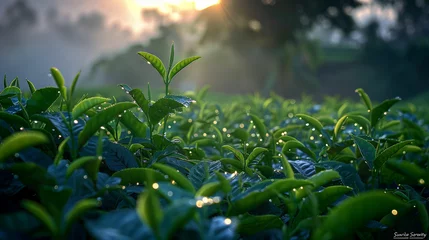 Photo sur Plexiglas Herbe a field of green plants with water droplets on them