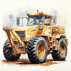 Fototapeta premium watercolor Construction Vehicle clipart, Generative Ai