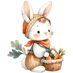 Bunny with a scarf and a harvest basket.