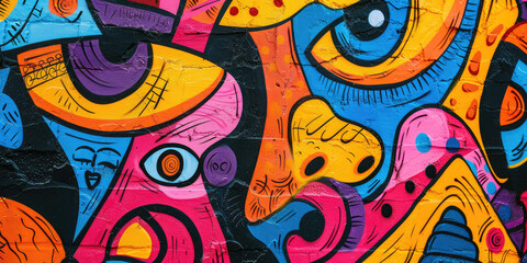 Vibrant Urban Graffiti Artwork. A detailed close-up of colorful graffiti art, showcasing urban street culture and creativity.