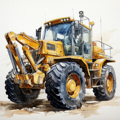Fototapeta premium watercolor Construction Vehicle clipart, Generative Ai