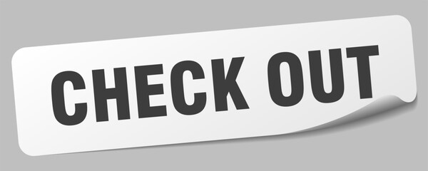 check out sticker. check out label