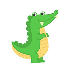 Cute crocodile cartoon. Green crocodile smiling. 