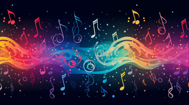 Vibrant musical notes background. Generative AI
