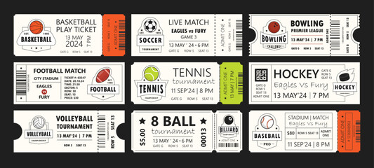Sports Tickets Templates Set - obrazy, fototapety, plakaty