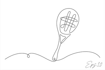 continuous line drawing of badminton racket