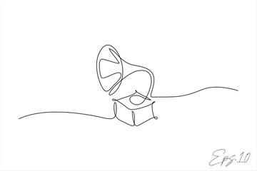 continuous line drawing of an ancient music player