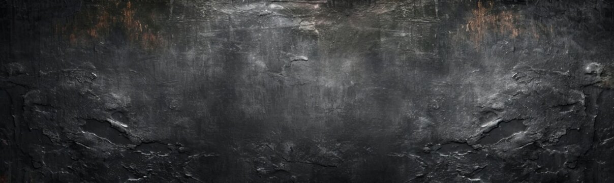 Black anthracite stone concrete texture background panorama banner long. Generative AI