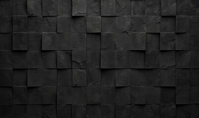 Corrugated rectangle geometric dark black anthracite stone concrete texture background, Generative AI - obrazy, fototapety, plakaty