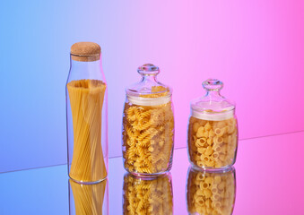 Different kinds of pasta. Dinner party.