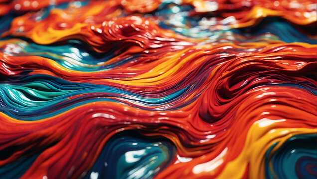 Fluid Data Flow in Generative Art Design. This piece of generative art beautifully illustrates fluid shapes and lines in vibrant colors, depicting the concept of seamless data flow.