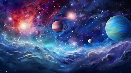 Obraz na płótnie Canvas Space scene with planets, stars and galaxies