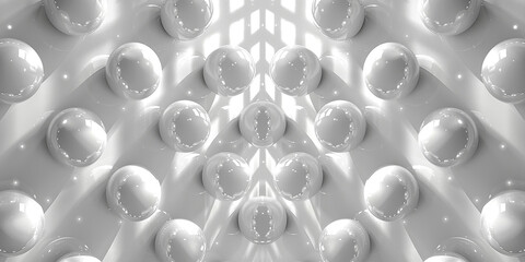 Art illustration abstract light 3D background with white balls