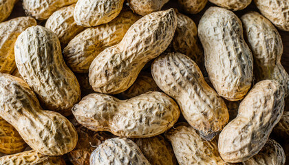 Peanuts heap background, top view, close up texture