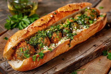 Tasty falafels baguette