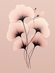 Three white flowers are displayed against a soft pink background in this printable wall art. The delicate blooms stand out beautifully against the pastel hue.