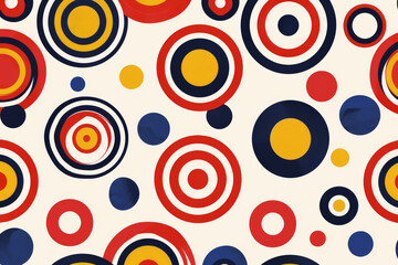 Naklejka premium Retro Revival, 1960s Abstract Design with Circles and Perforations